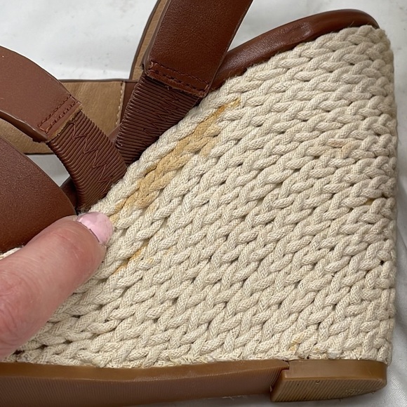 Splendid Dallis Wedge Platform Braided Hemp Strappy Brown Leather Sandal Sz 7 - Picture 9 of 10
